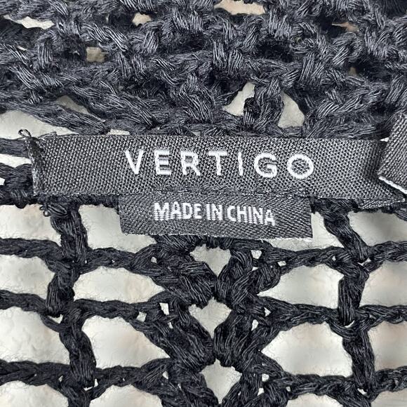 Vertigo Black Crochet Knit Top Size M Grunge Fairy Boho‎ Festival Cover Up - Picture 4 of 6